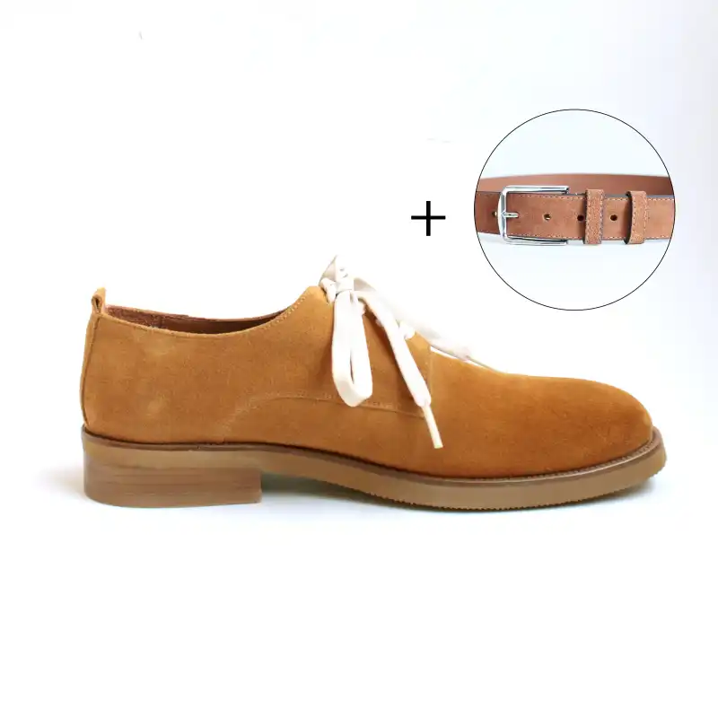 Tan Suede Shoes + Belt Combination