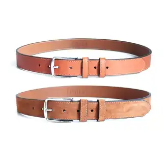 Tan Leather + Suede Belt Combination