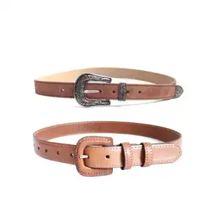 Tan Suede + Leather Belt Combination