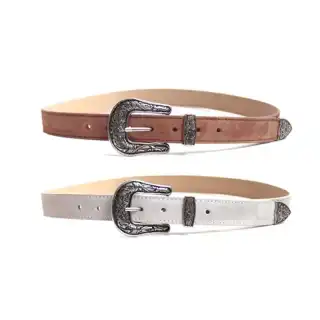 Beige + Tan Suede Belt Combination