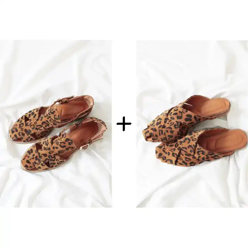 Leopard Slippers + Sandals Combination Package