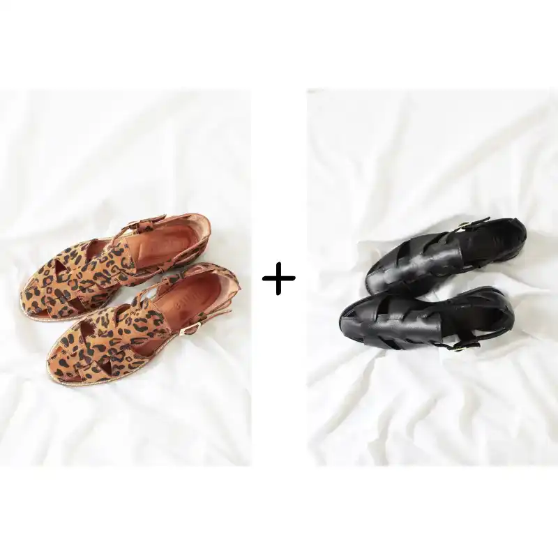 Black + Leopard Sandals Combination Package