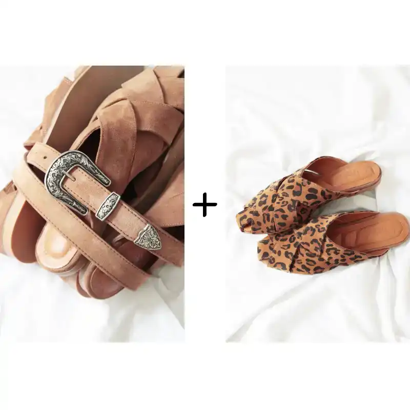 Leopard Slippers + Belt Combination