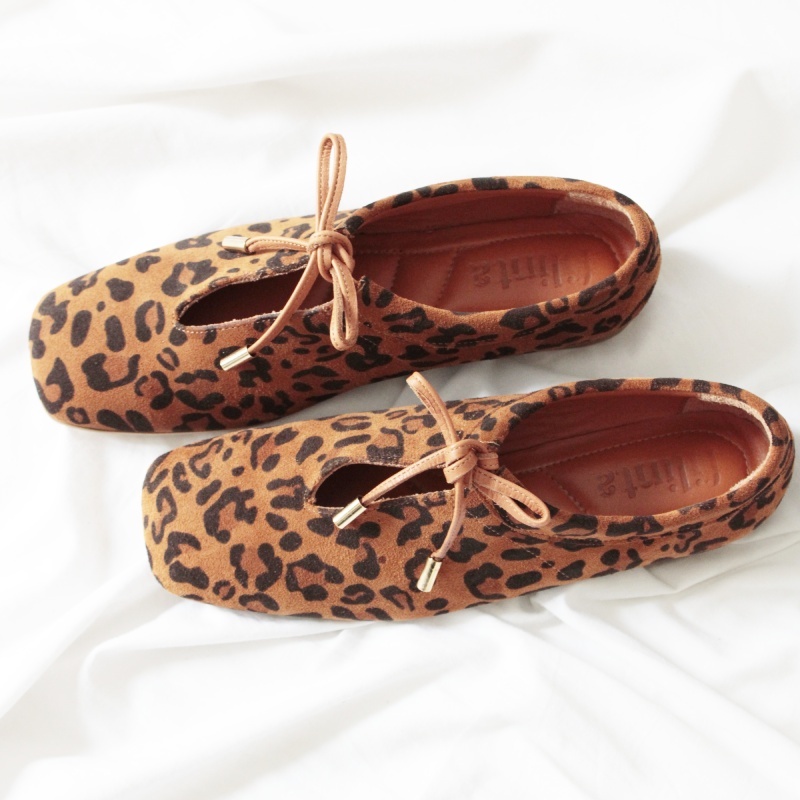 Leopard Meri Women's Suede Ballerina Flats