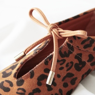 Leopard Meri Women's Suede Ballerina Flats