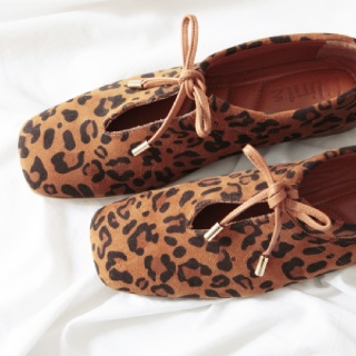 Leopard Meri Women's Suede Ballerina Flats