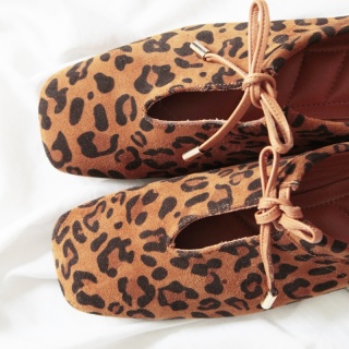 Leopard Meri Women's Suede Ballerina Flats