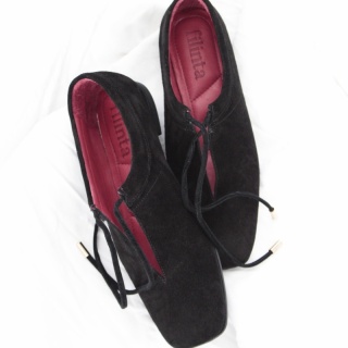 Black Meri Women's Suede Ballerina Flats