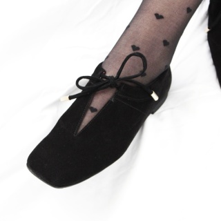 Black Meri Women's Suede Ballerina Flats