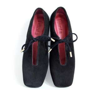 Black Meri Women's Suede Ballerina Flats